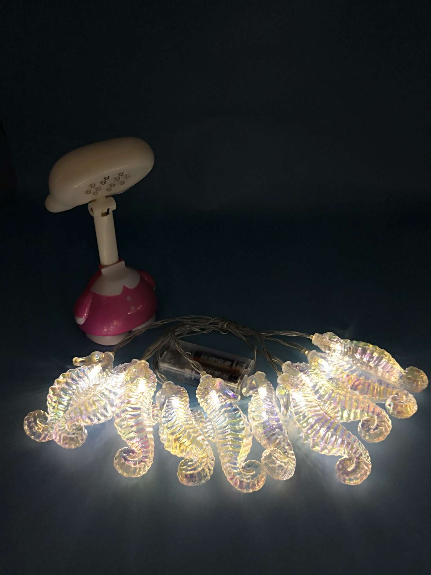led透明七彩海马电池灯