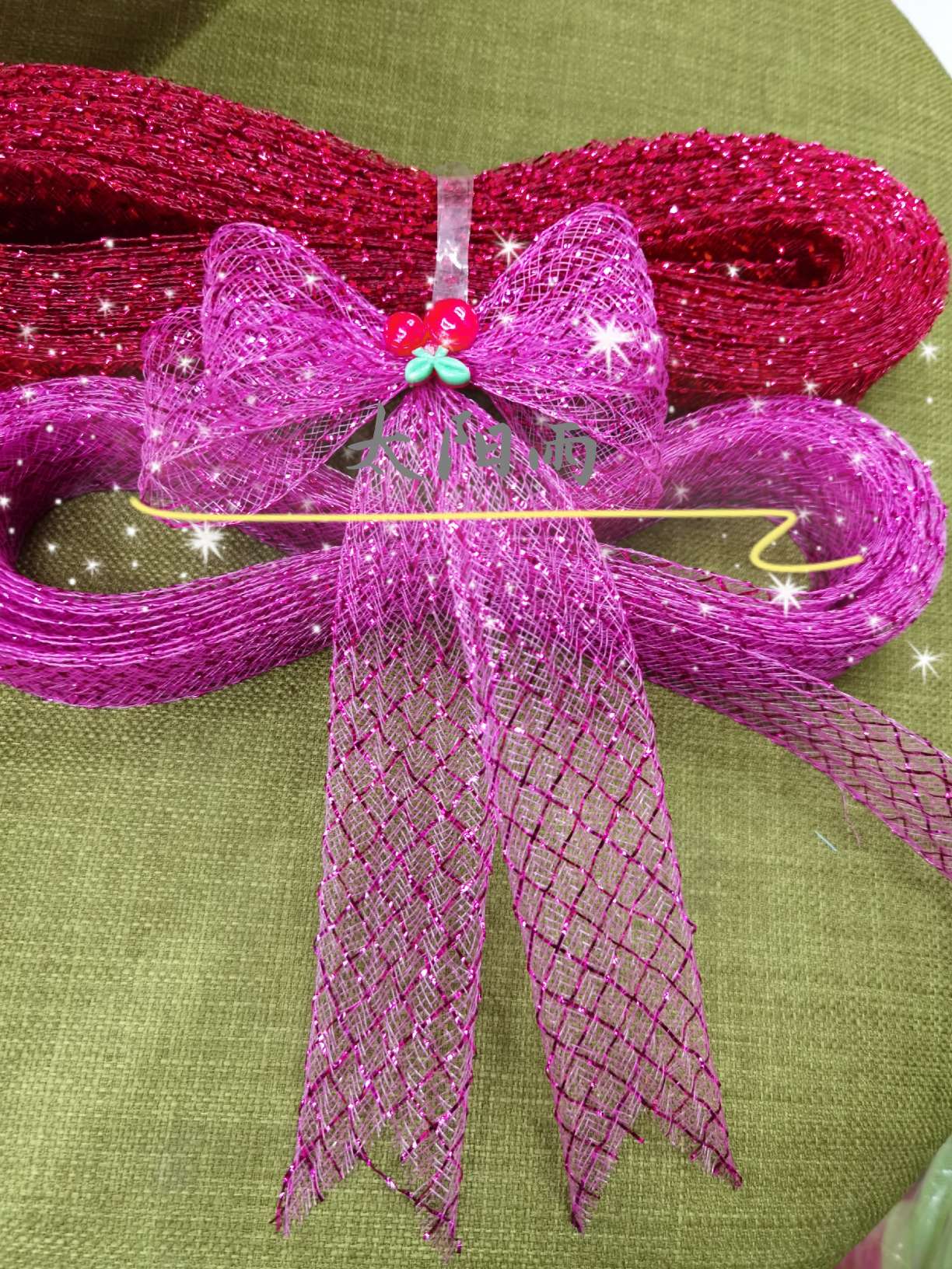 Rose-red 4 cm ripple color yarn elastic mesh factory direct selling full figure