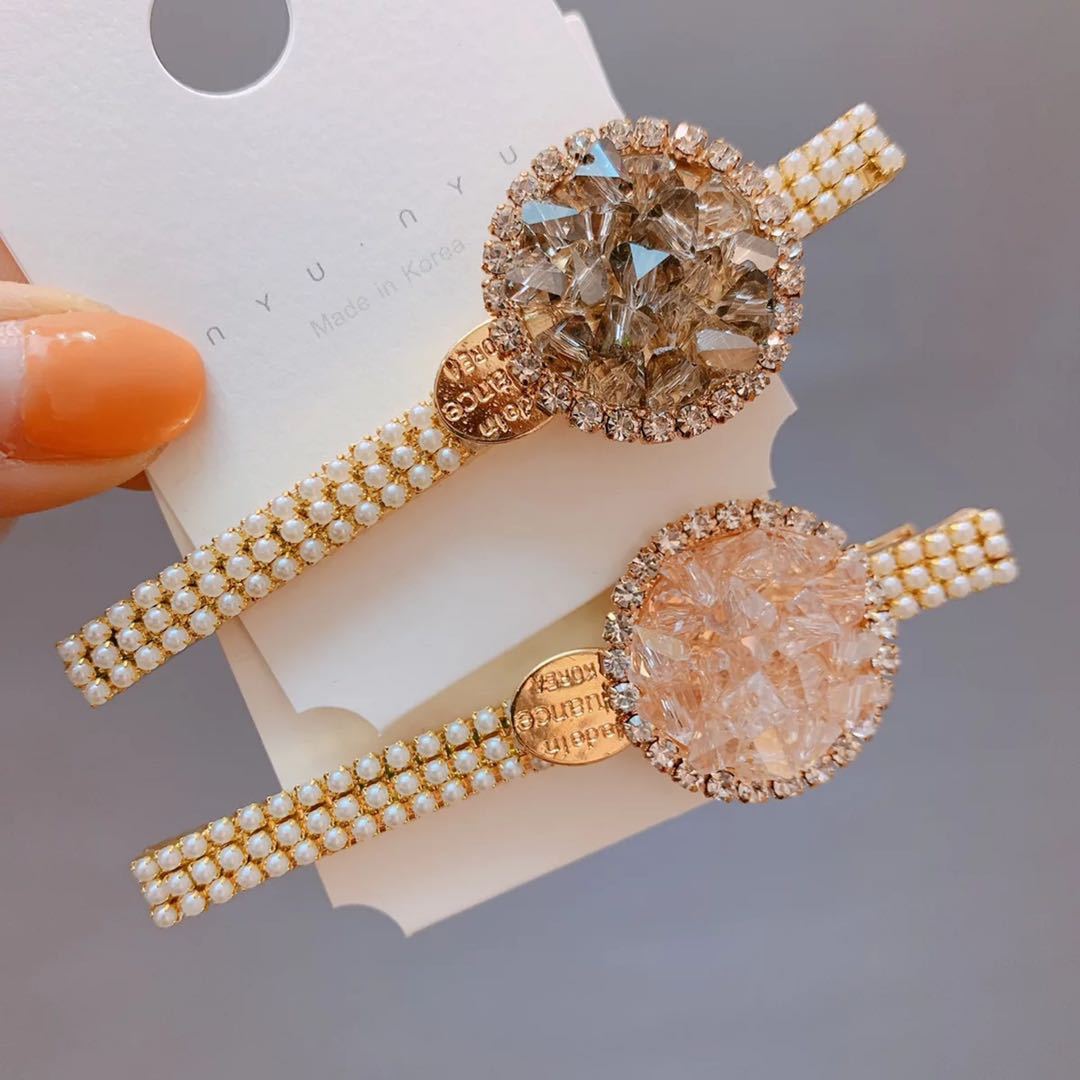 Pearl chain crystal hairpin thumbnail