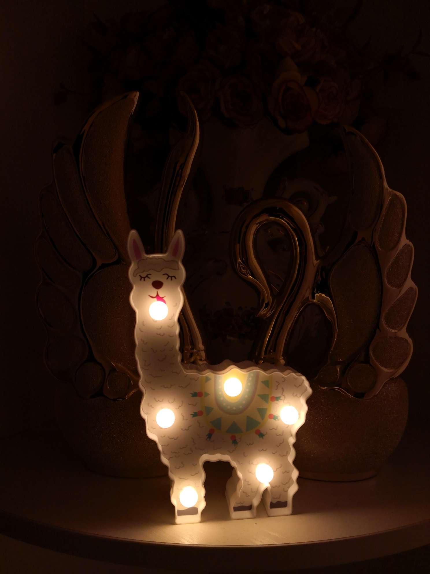 ins爆款LED羊驼造型彩灯圣诞灯白底实物图