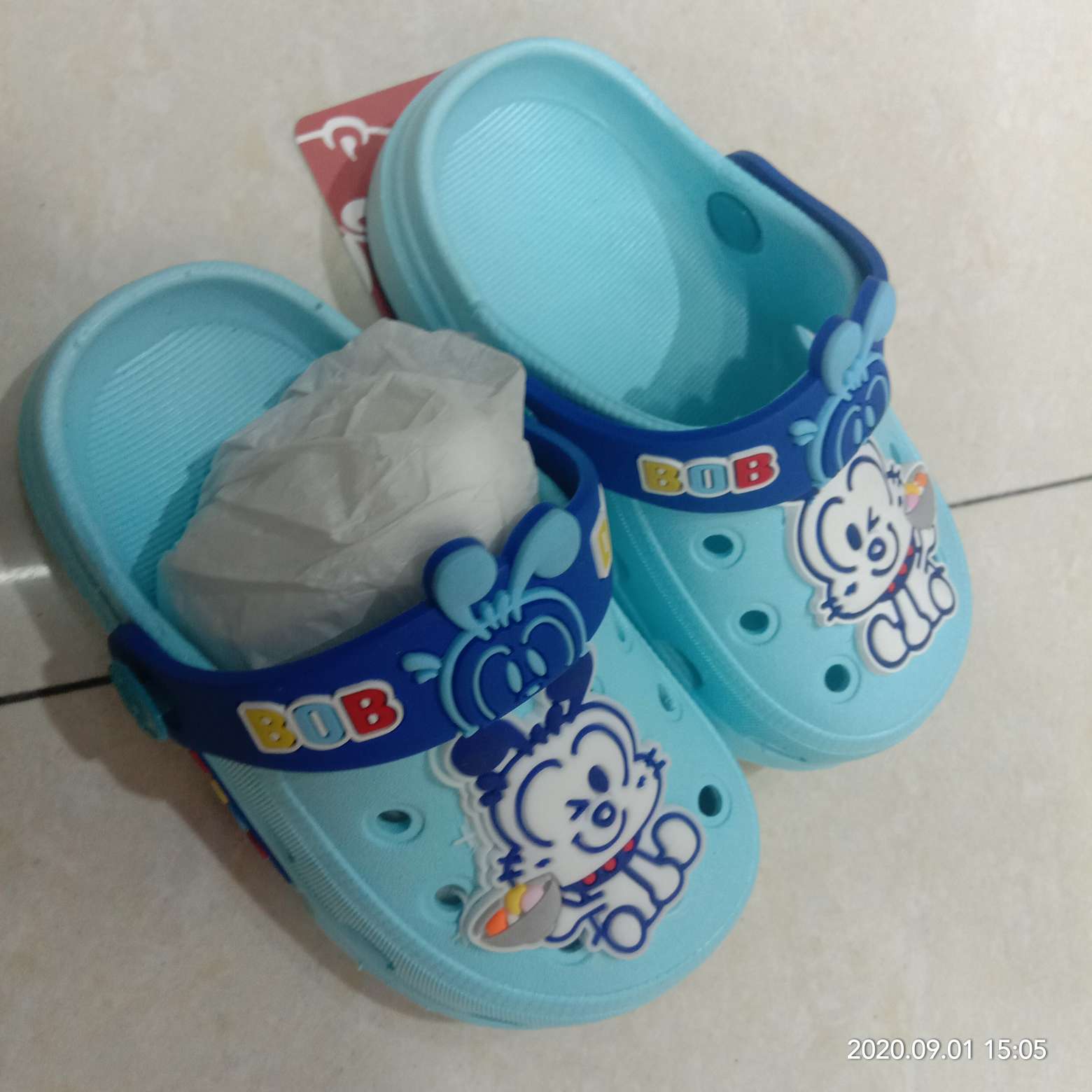Blue cute children's slippers details Picture