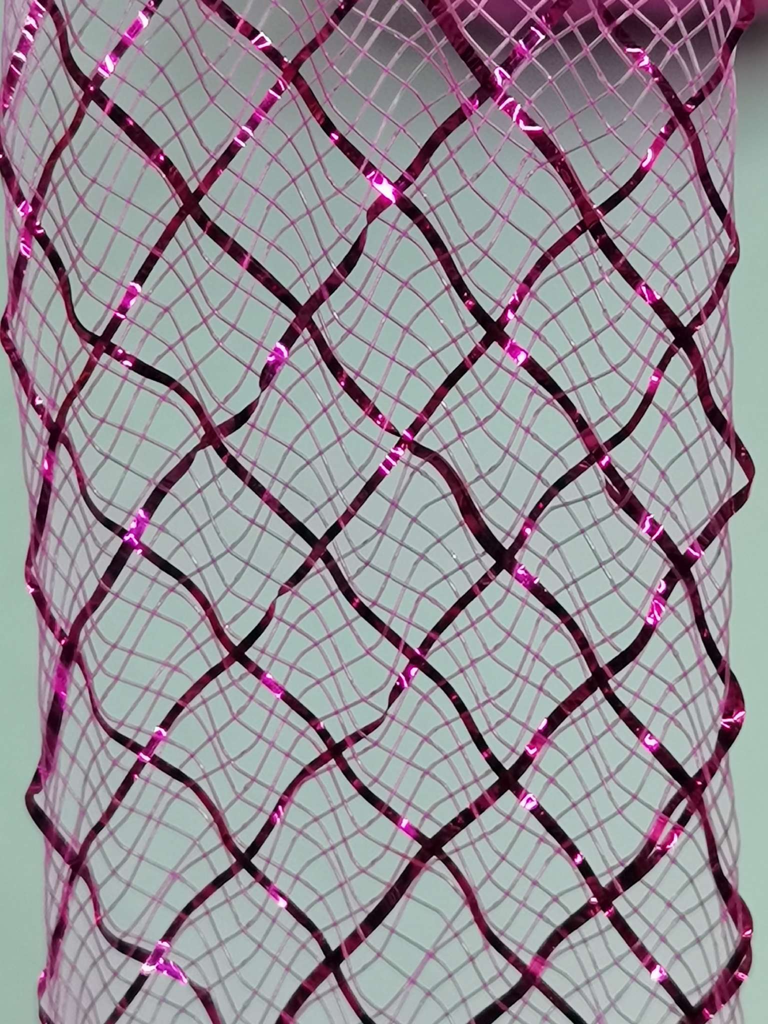 Rose-red 4 cm ripple color yarn elastic mesh factory direct selling Item Picture