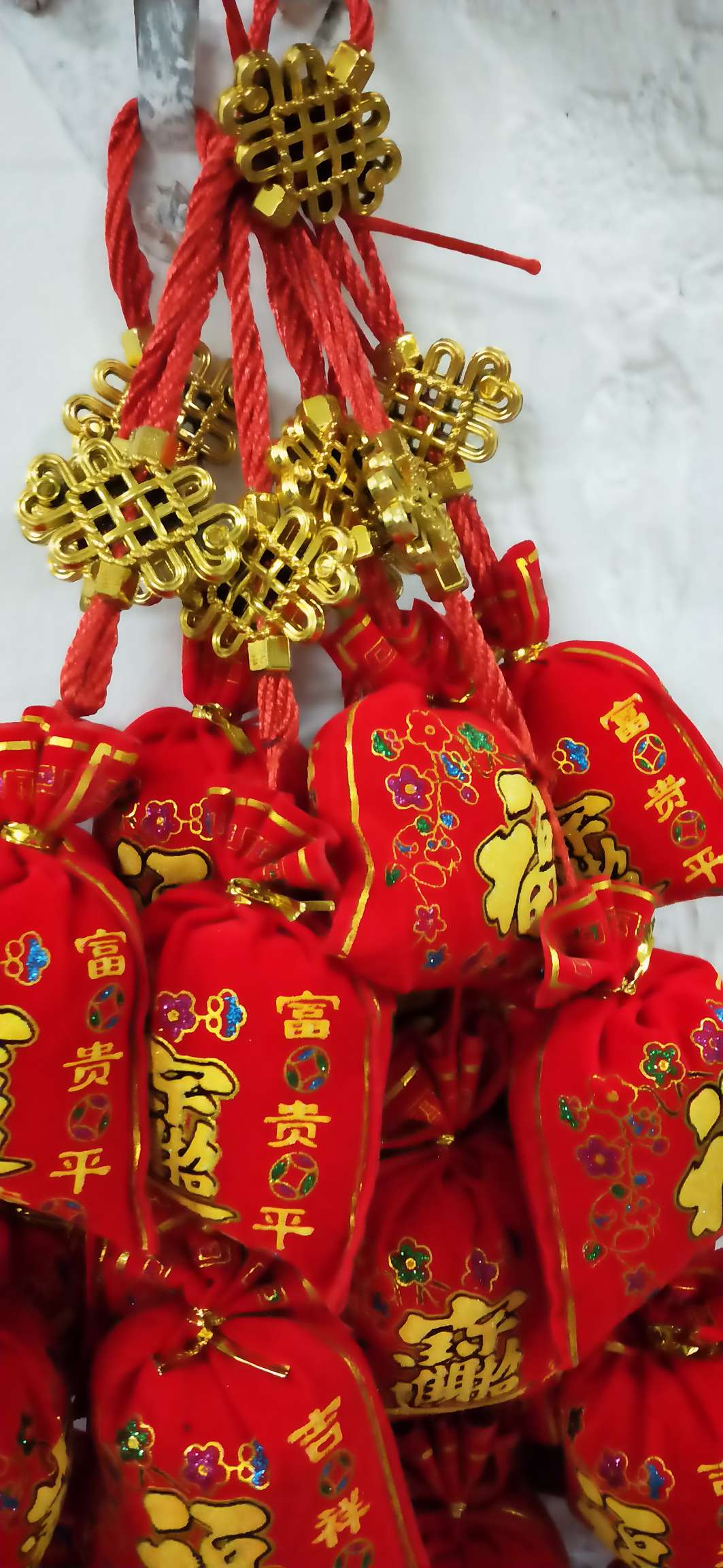 中国结挂串之8头钱袋细节图