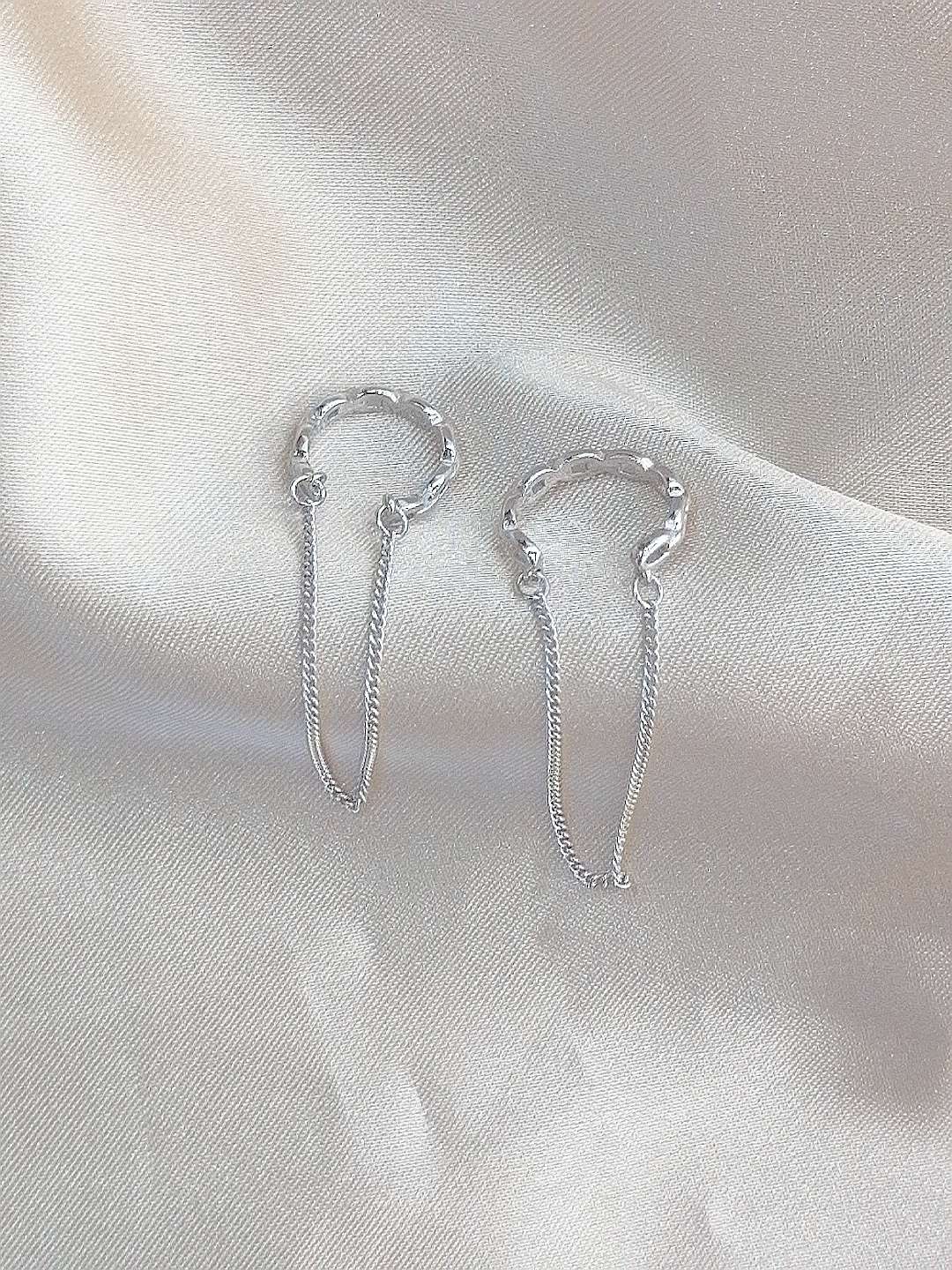 纯银耳线/纯银耳夹白底实物图