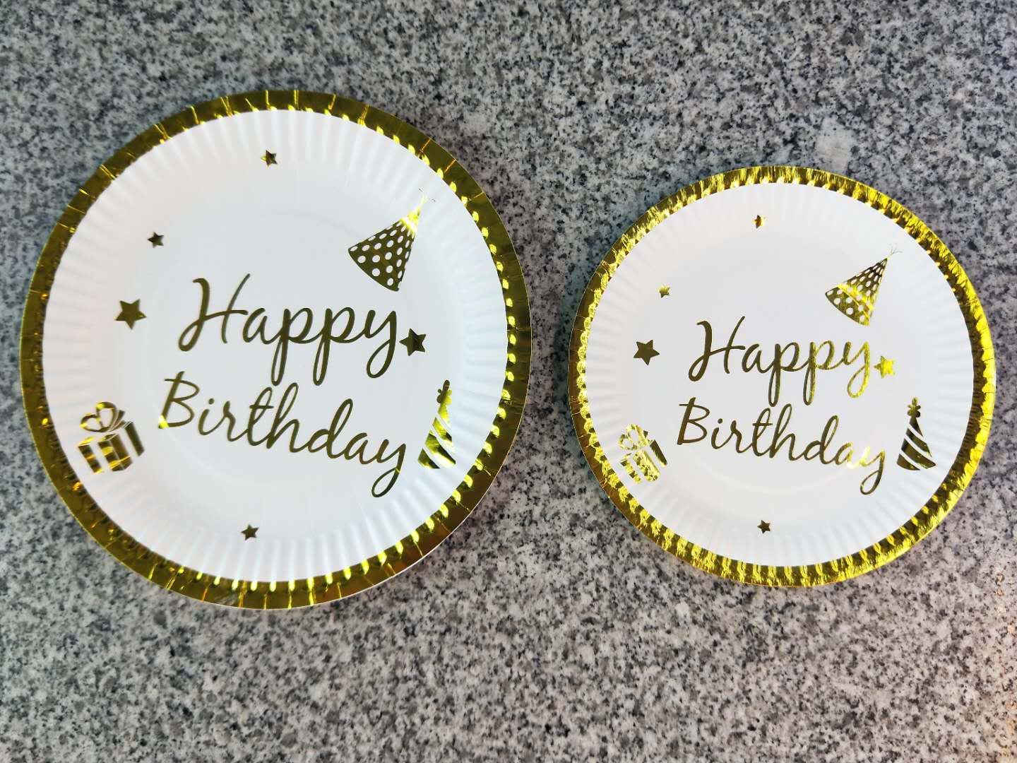 party supplies, birthday party supplies, festival and celebration supplies, 7-inch gold-embossed plate, Happy birthday 10pcs Application Scenario