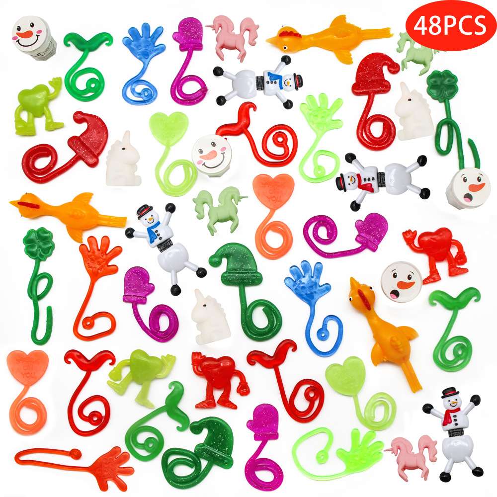 48PCS 12 Christmas sets TP soft material Hard material viscous elastic telescopic palm vent toy set