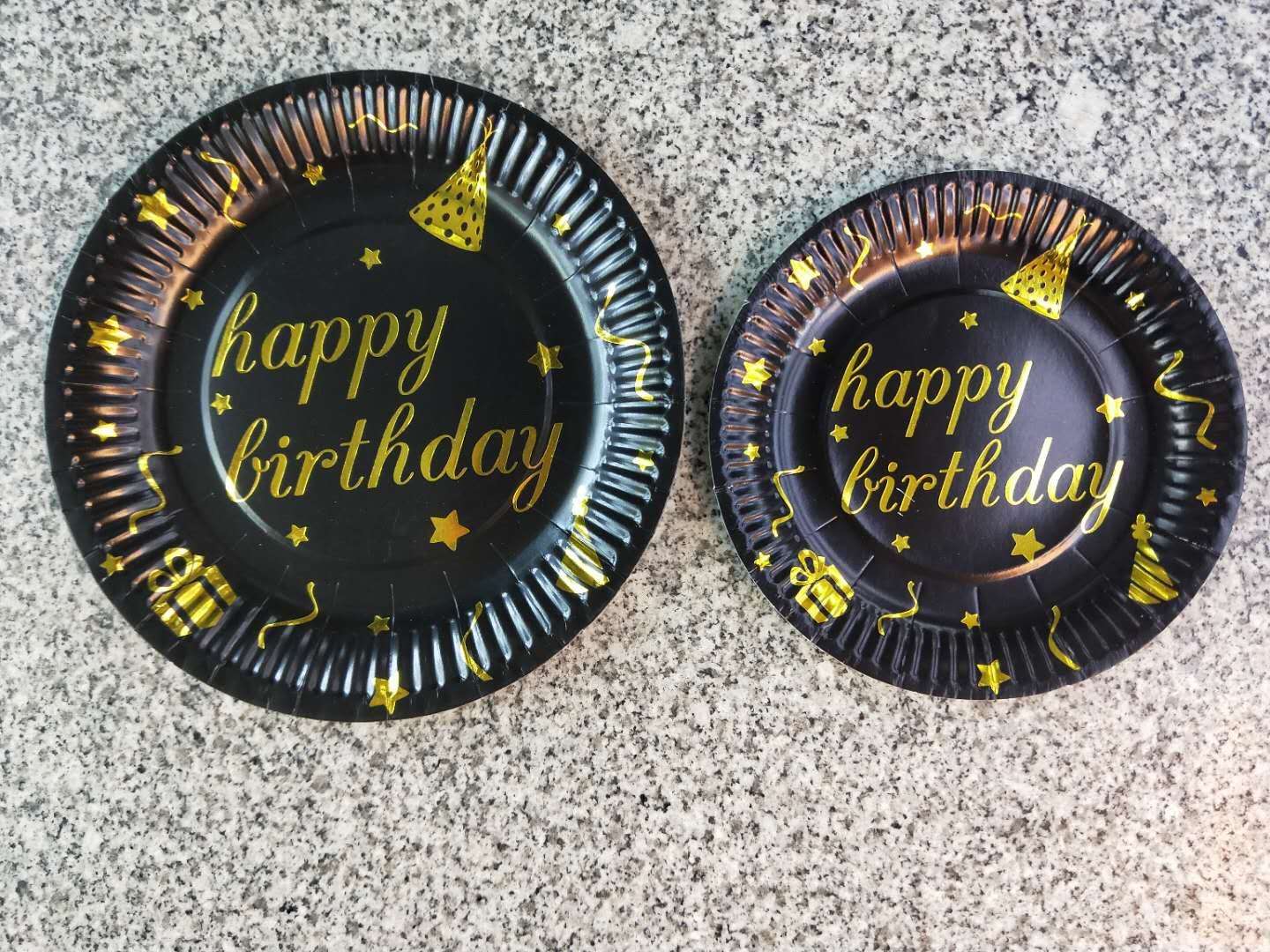 party supplies, birthday party supplies, festival and celebration supplies, 7-inch gold-embossed plate, Happy birthday 10pcs undefined