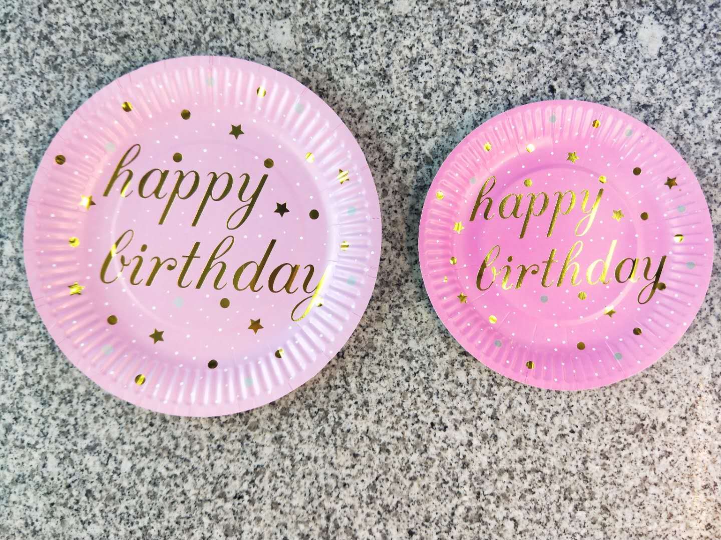 party supplies, birthday party supplies, festival and celebration supplies, 7-inch gold-embossed plate, Happy birthday 10pcs Item Picture