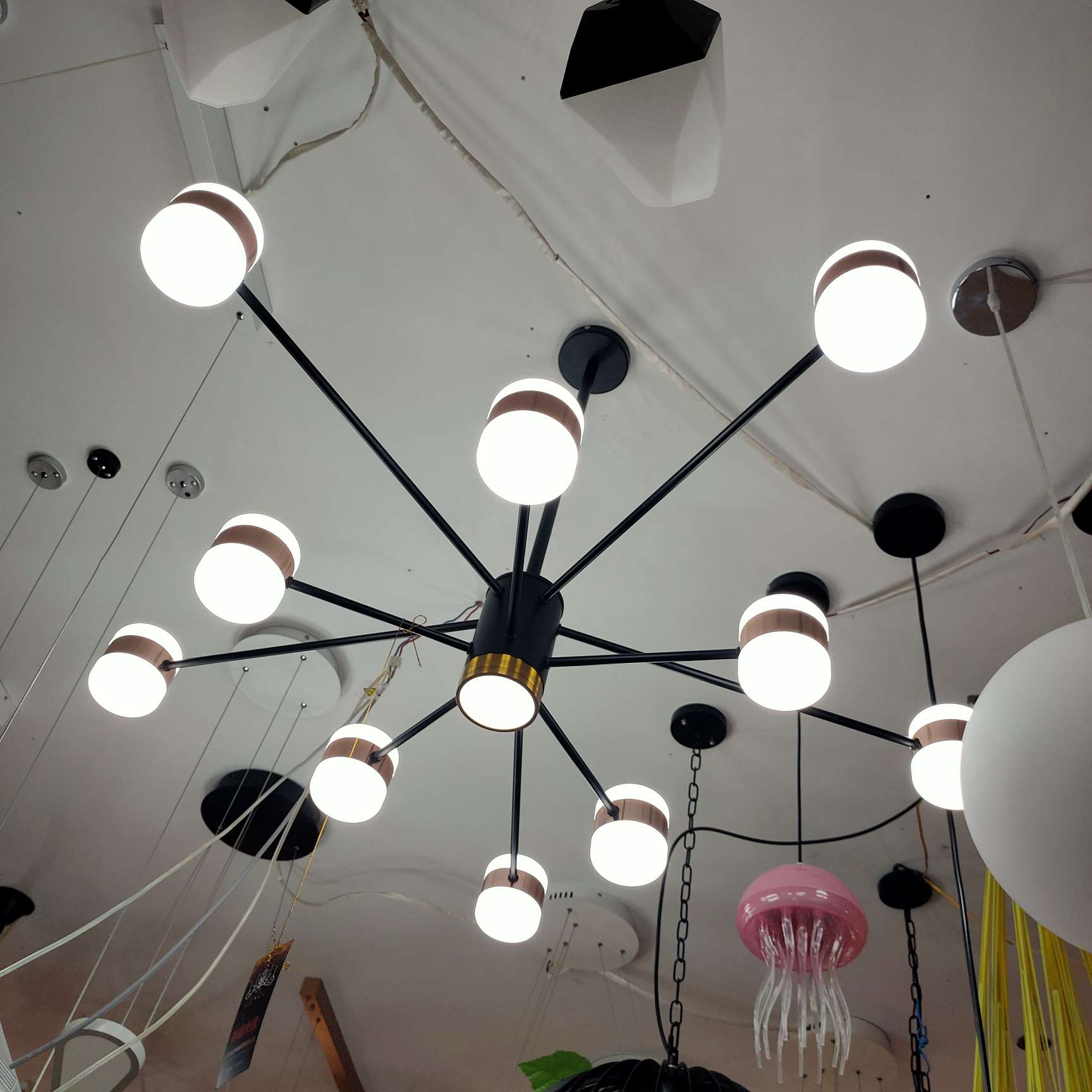 Nordic chandelier, postmodern simplicity, creative personality, warm bedroom lamp, popular living room lamp, branch firefly lamp