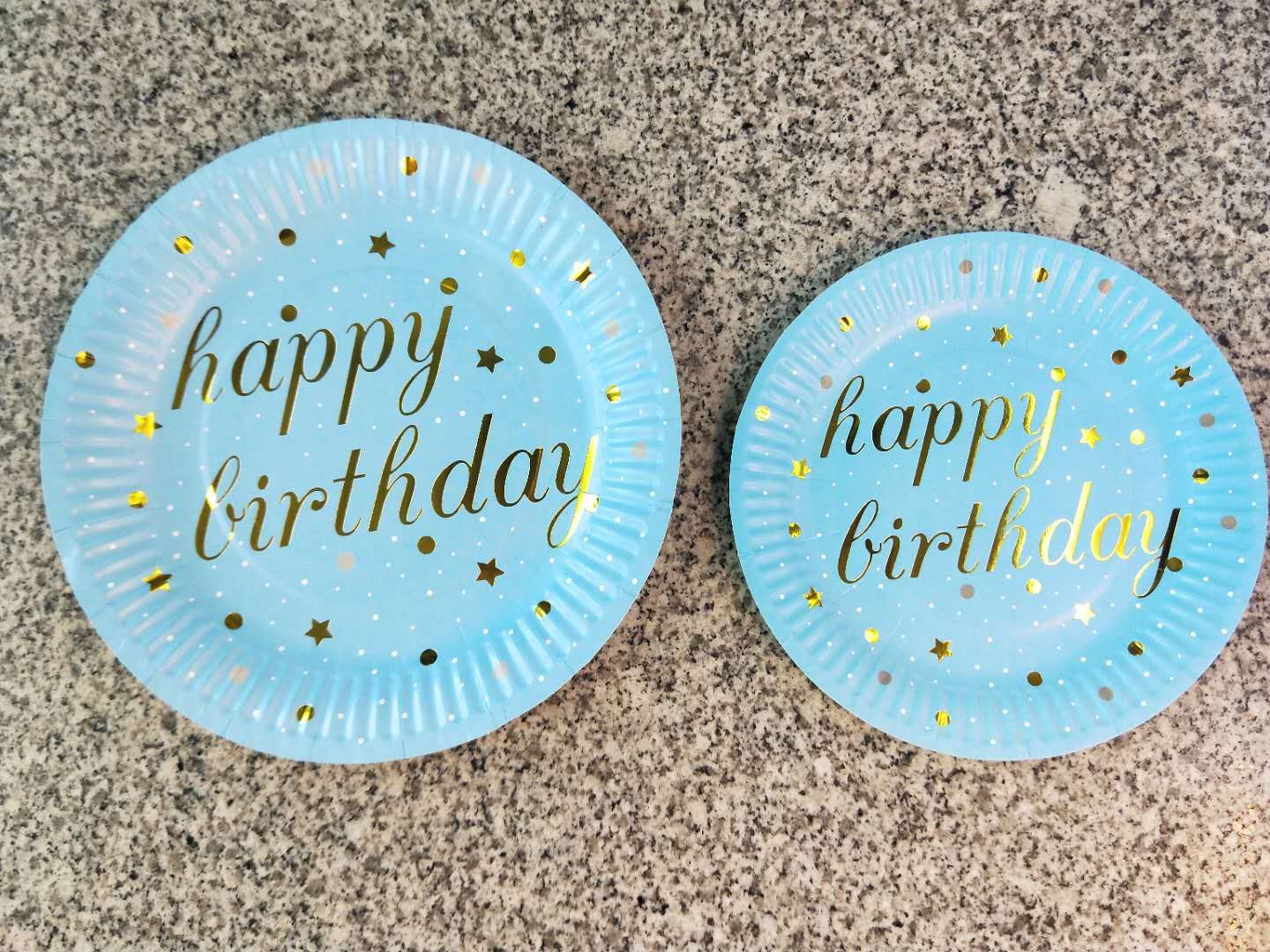party supplies, birthday party supplies, festival and celebration supplies, 7-inch gold-embossed plate, Happy birthday 10pcs details Picture