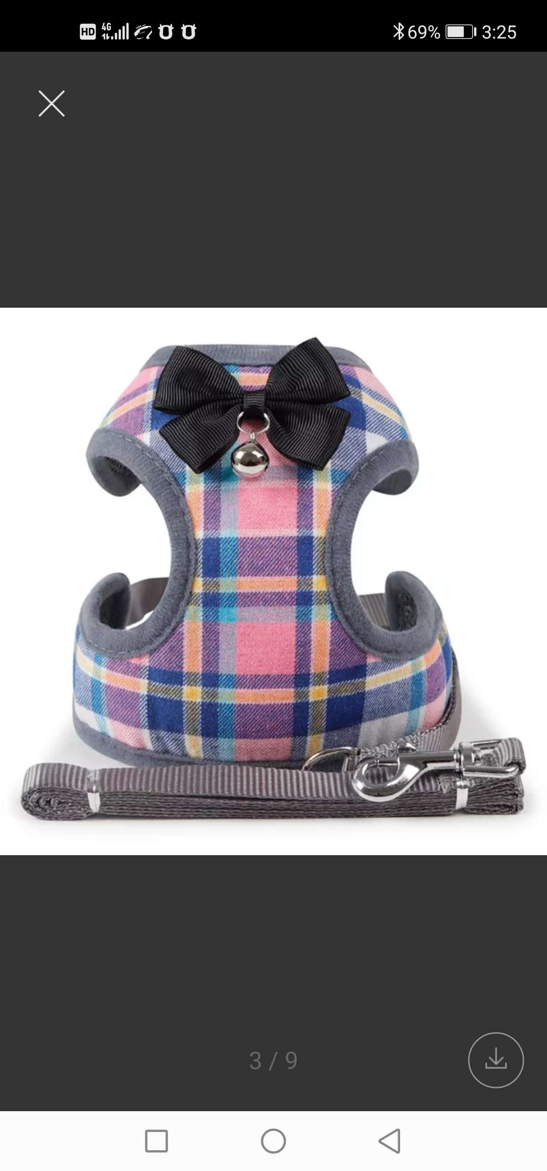 格子背心式宠物胸背带小型犬礼服牵引带蝴蝶结铃铛胸背衣猫狗绳链