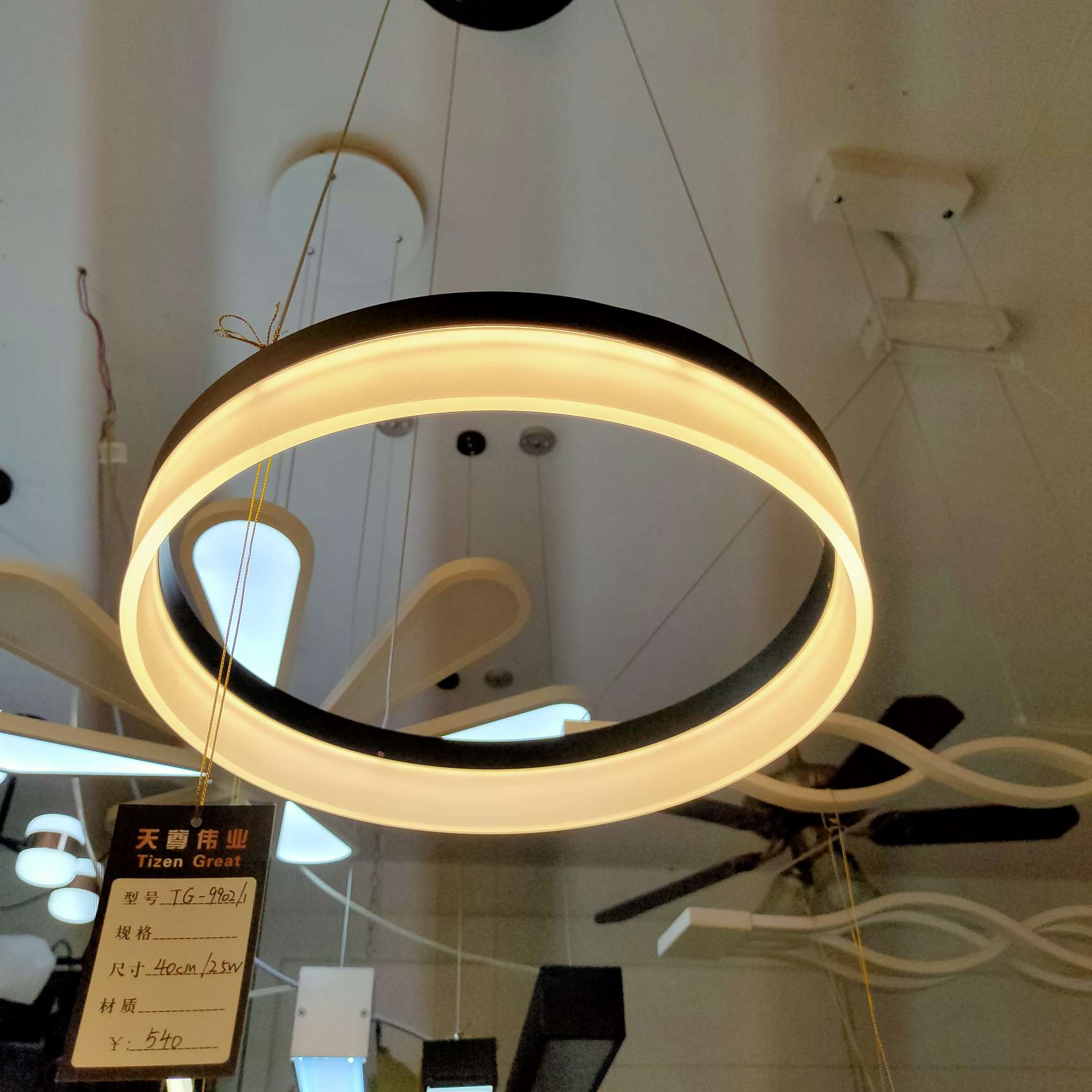 Nordic postmodern minimalist, creative, personalized and warm bedroom and living room circular pendant lamp details Picture