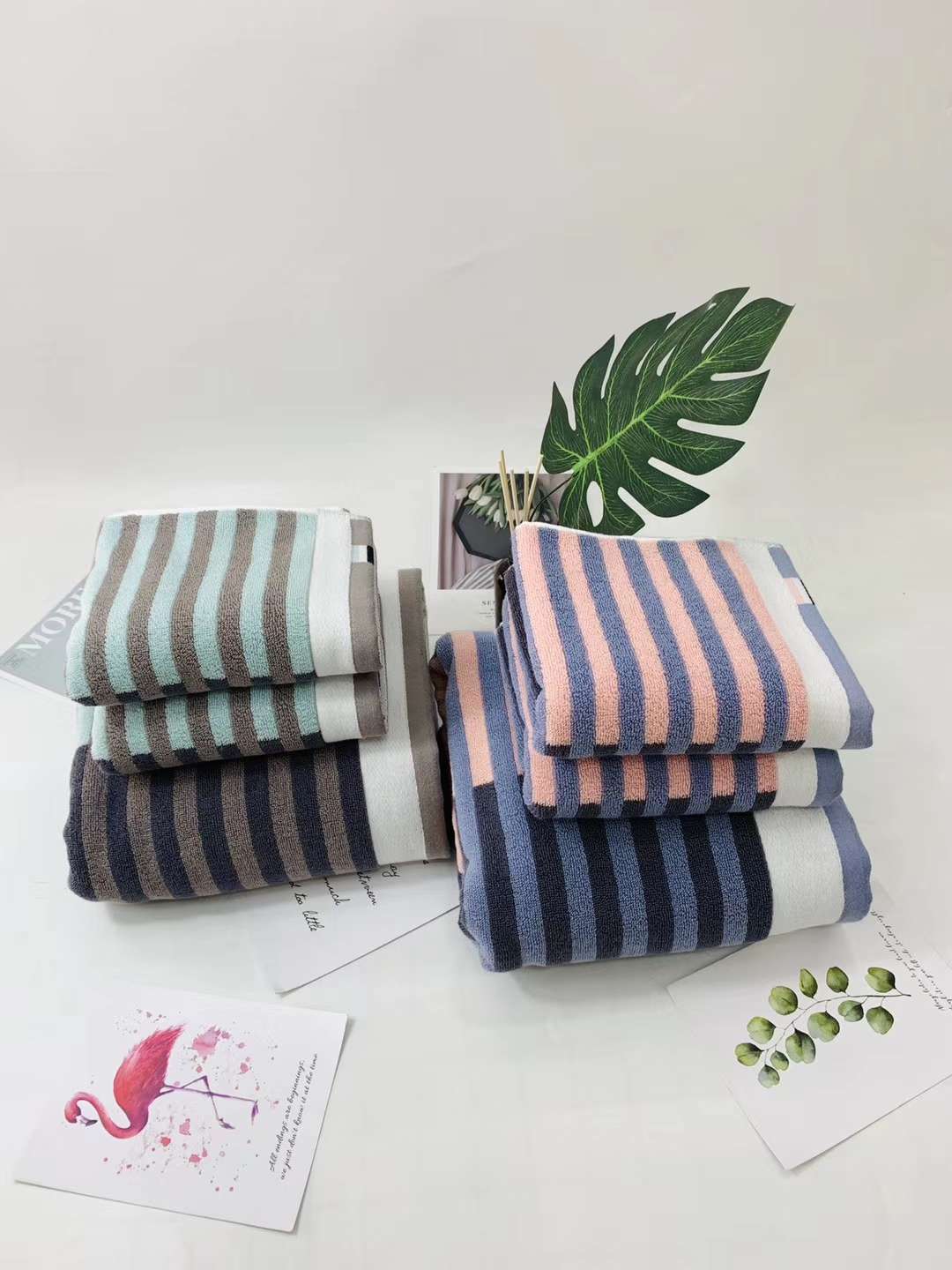 "Love Yourself, Love Your Family Factory Direct Sale Pure cotton high-end combed cotton Gentleman's striped Square Towel 9103. Specification image