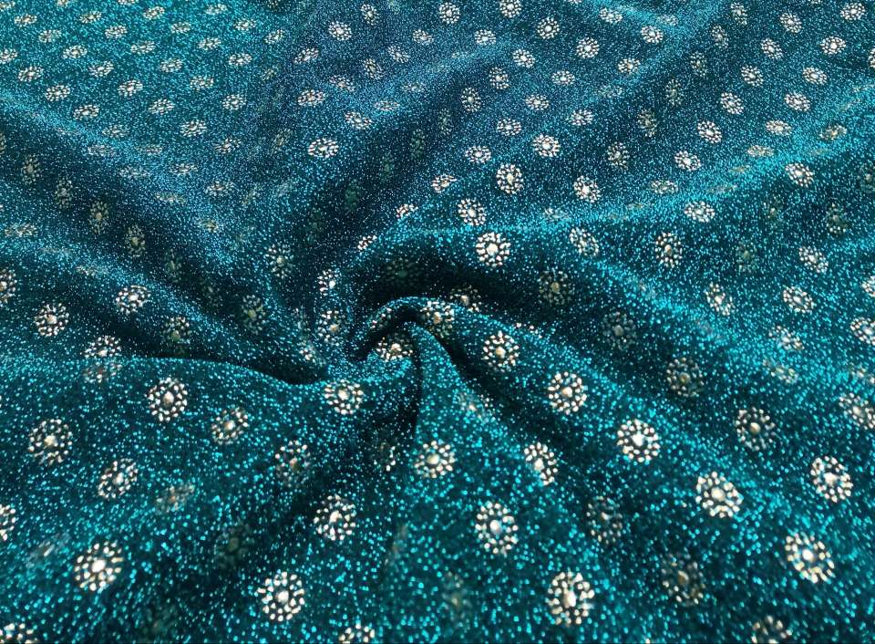 Small sunflower drop-molded thread fabric, gold and silver thread knitted fabric, stage handicraft, hair band, Muslim headscarf Specification image