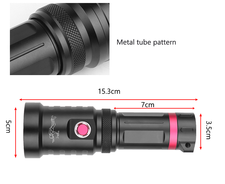 跨境XHP70定焦强光防水手电筒 水陆两栖手电 专业潜水P70强光手电D60详情图8