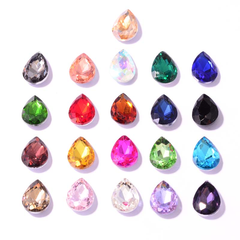 10*14MM water drop white factory wholesale glass crystal diamond, mobile phone sticker diamond, diy accessories, hair accessories, handcrafted materials, glass diamond beads Item Picture