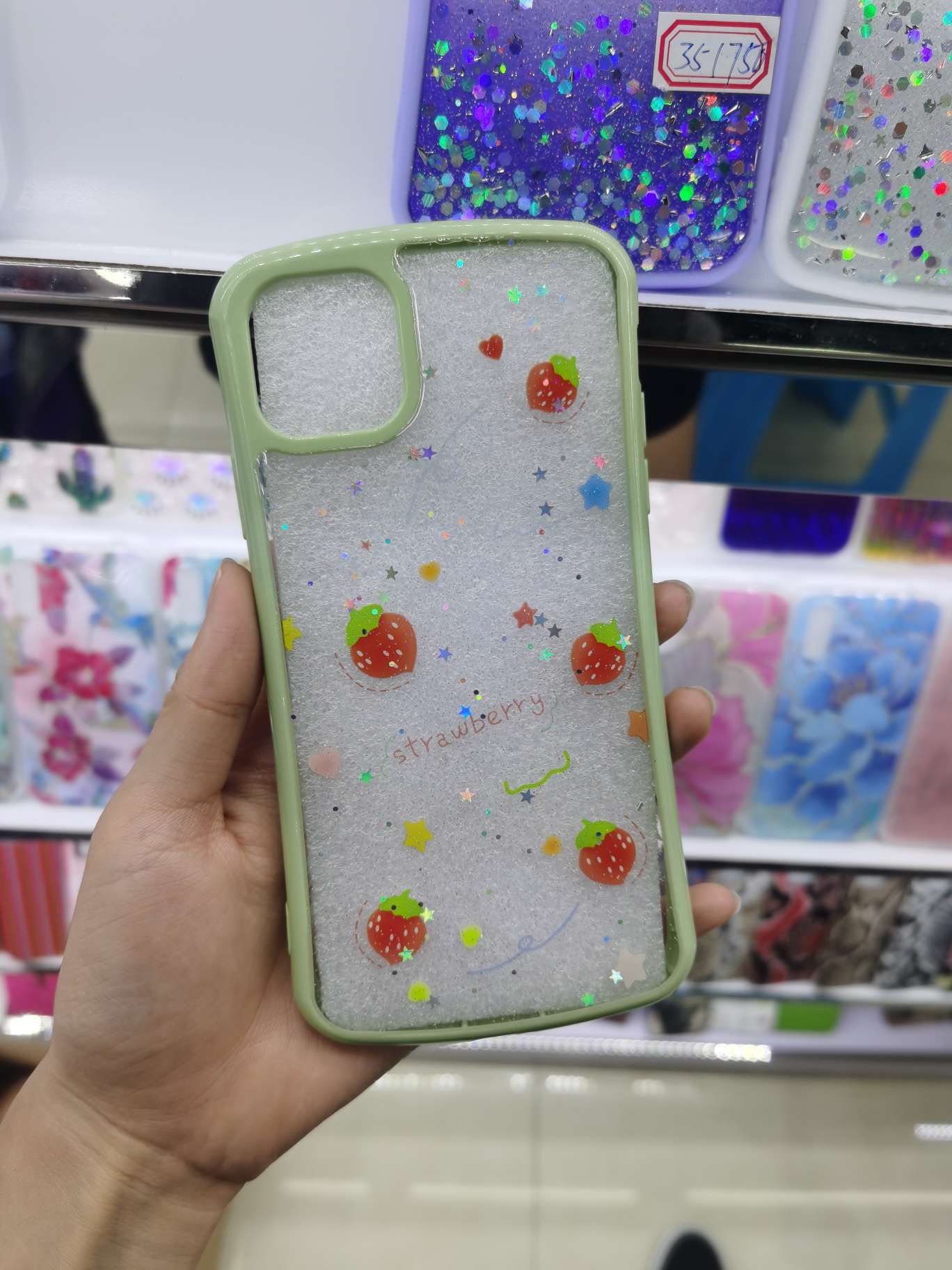 Transparent little strawberry cell phone case thumbnail