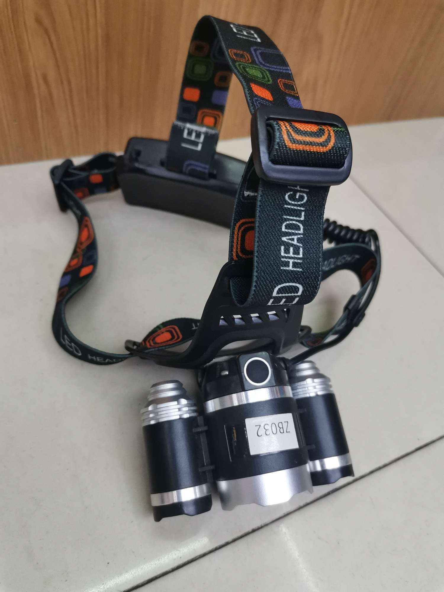 三灯头强光头灯探险户外作业充电LED头戴灯