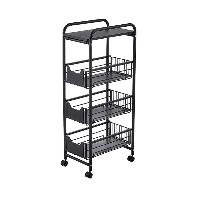 Kitchen shelf floor multilayer drawer type shelf kitchen refrigerator crevise movable trolley