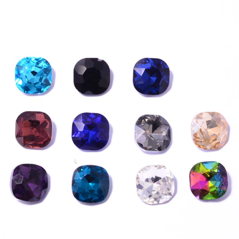 10*10mm factory direct sales of pointed-bottom irregular square crystal diamonds, pointed-bottom irregular glass diamonds, diy jewelry accessories, factory direct sales of pointed-bottom glass crystal diamonds, square water diamonds, ear stud items undefined