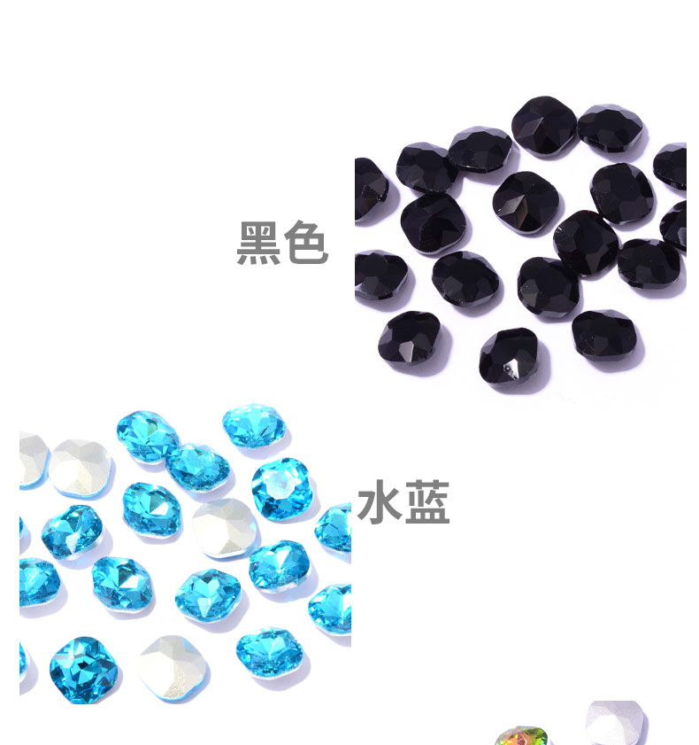 10*10mm factory direct sales of pointed-bottom irregular square crystal diamonds, pointed-bottom irregular glass diamonds, diy jewelry accessories, factory direct sales of pointed-bottom glass crystal diamonds, square water diamonds, ear stud items detail image 2