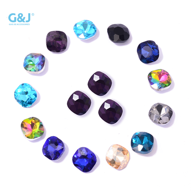 10*10mm factory direct sales of pointed-bottom irregular square crystal diamonds, pointed-bottom irregular glass diamonds, diy jewelry accessories, factory direct sales of pointed-bottom glass crystal diamonds, square water diamonds, ear stud items undefined