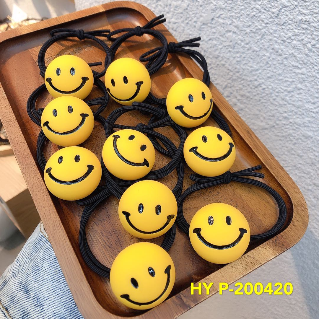 韩笑脸皮筋女生日常马尾束发头饰新颖时尚简单实用发饰皮筋