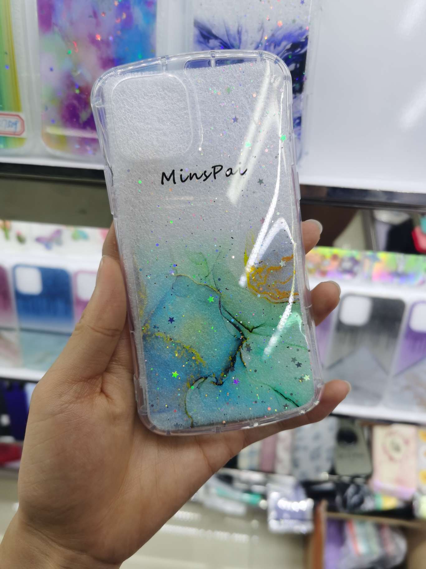 Clear clear blue green ink case thumbnail