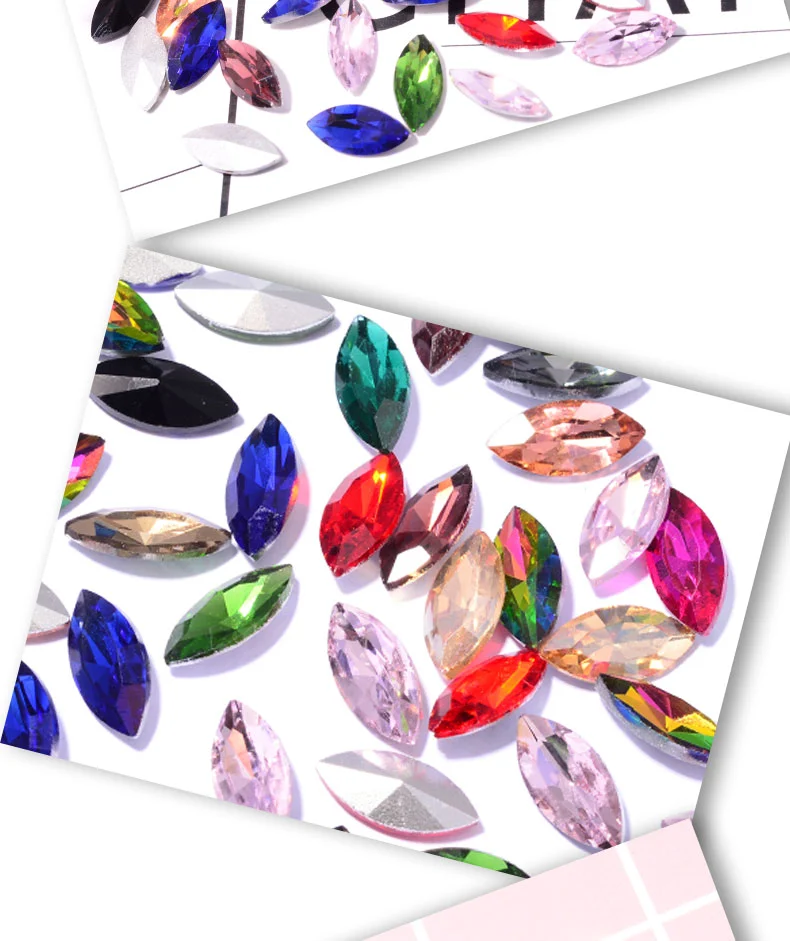 7*15MM white factory wholesale horse's eye diamond, irregular-shaped glass crystal diamond, diy phone case, perfume stand, diamond jewelry accessories, silver-plated pointed-bottom horse's eye water diamond, all models of crystal diamond detail image 7