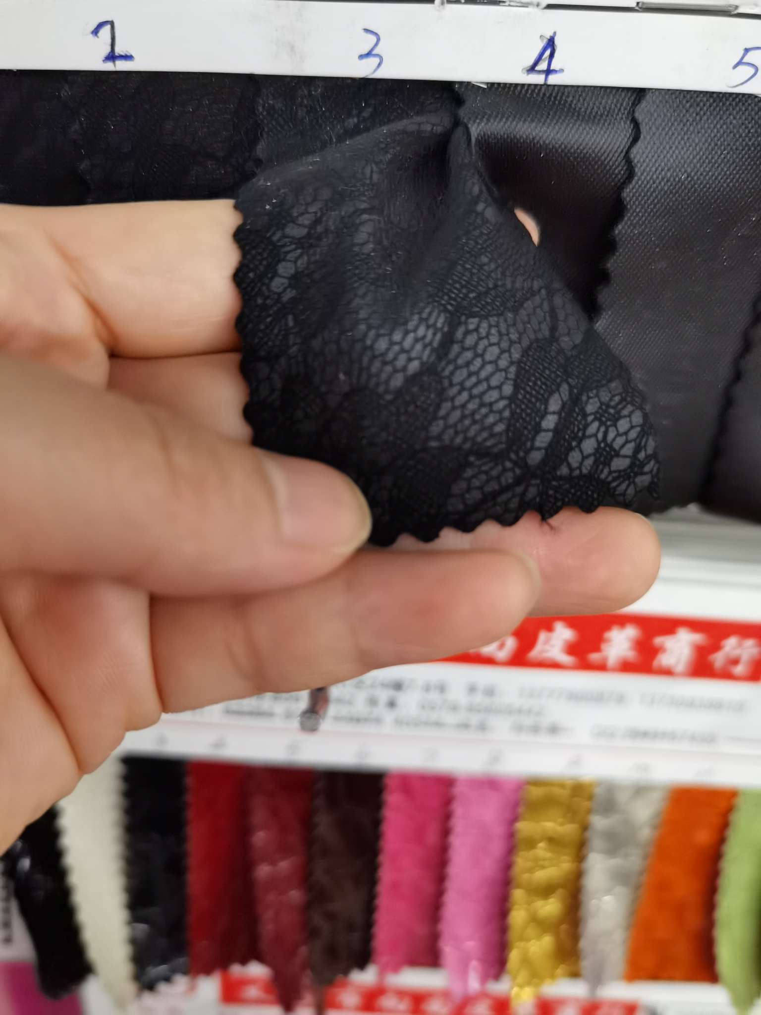 Factory direct sales of lace-patterned pu clothing fabric details Picture