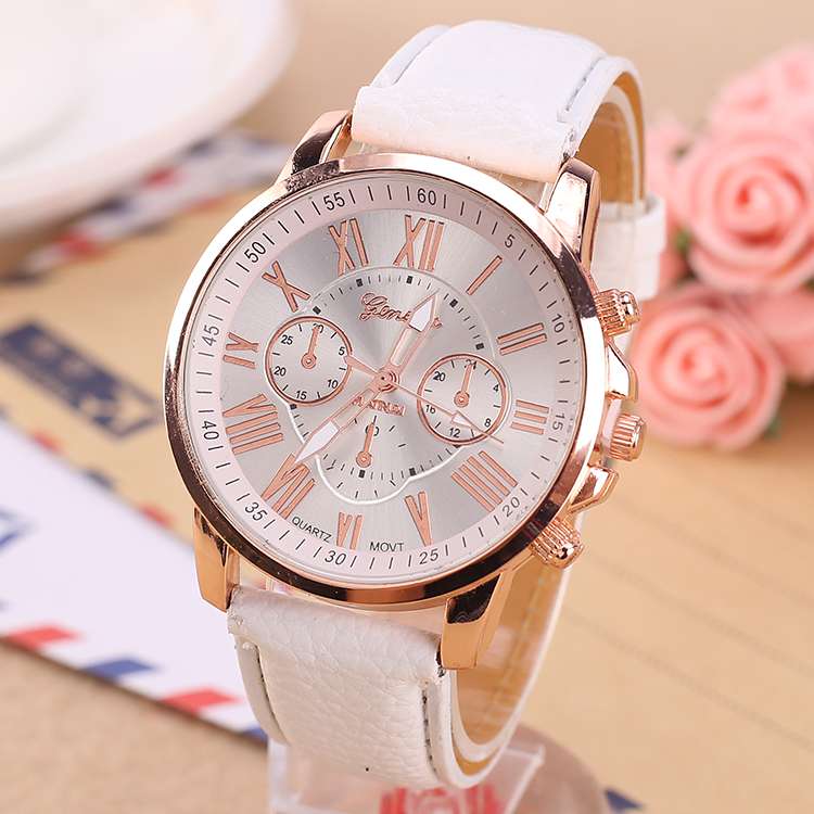A best-selling fake three-eye double-layered leather strap fashionable women's quartz watch Specification image