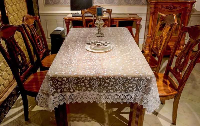 European lace-trimmed tablecloth