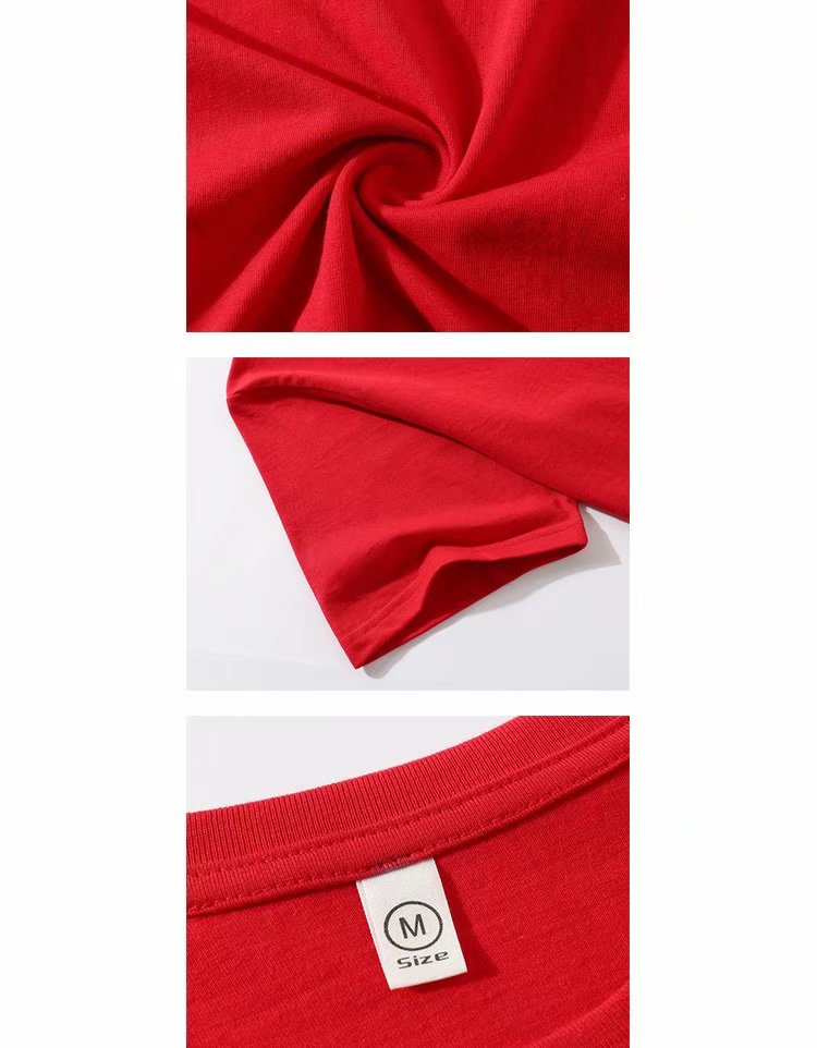 宽松落肩纯棉短袖t恤来图定制广告衫 印logo工作服班服文化衫批发 https://m.详情图7