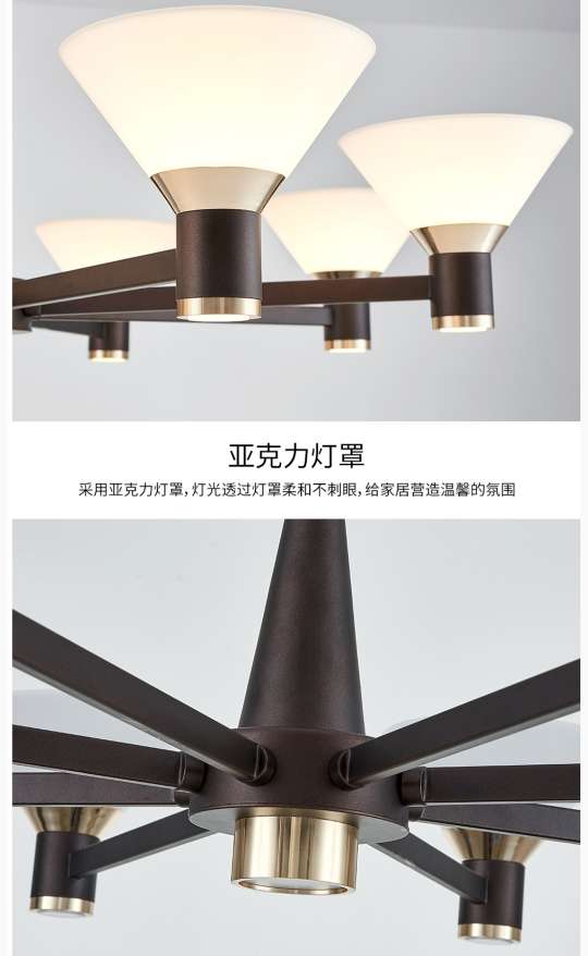 Aluminum and ironwork living room, dining room, bedroom, study, Nordic IKEA simple pendant lamp 8+4 Application Scenario