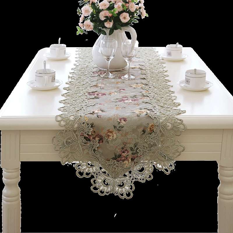 European lace-trimmed table flag
