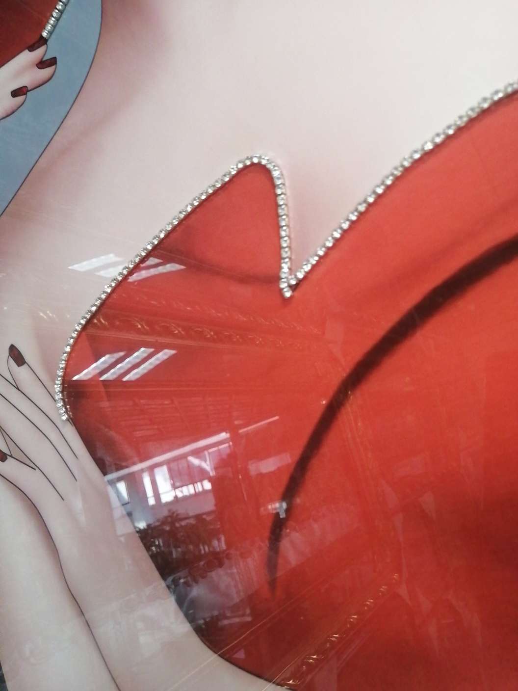 玄关晶瓷镶钻铝合金框装饰画人物橙红时尚女郎酒店客厅走廊过道画详情图2