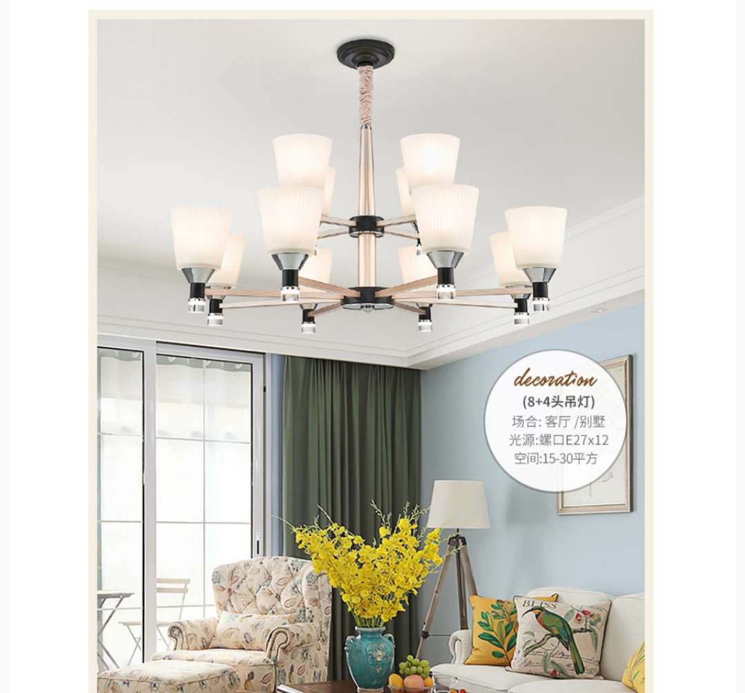 8 modern and simple aluminum pendant lamps for the living room, bedroom, study and dining room details Picture