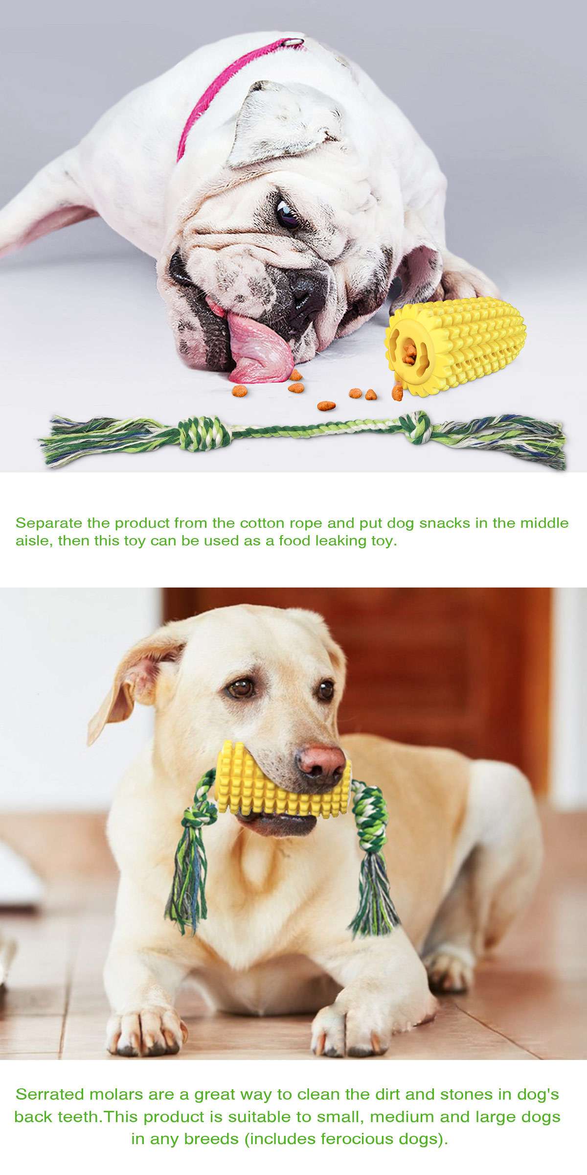 亚马逊热卖宠物用品狗牙刷玉米磨牙棒耐咬宠物玩具带绳详情图5