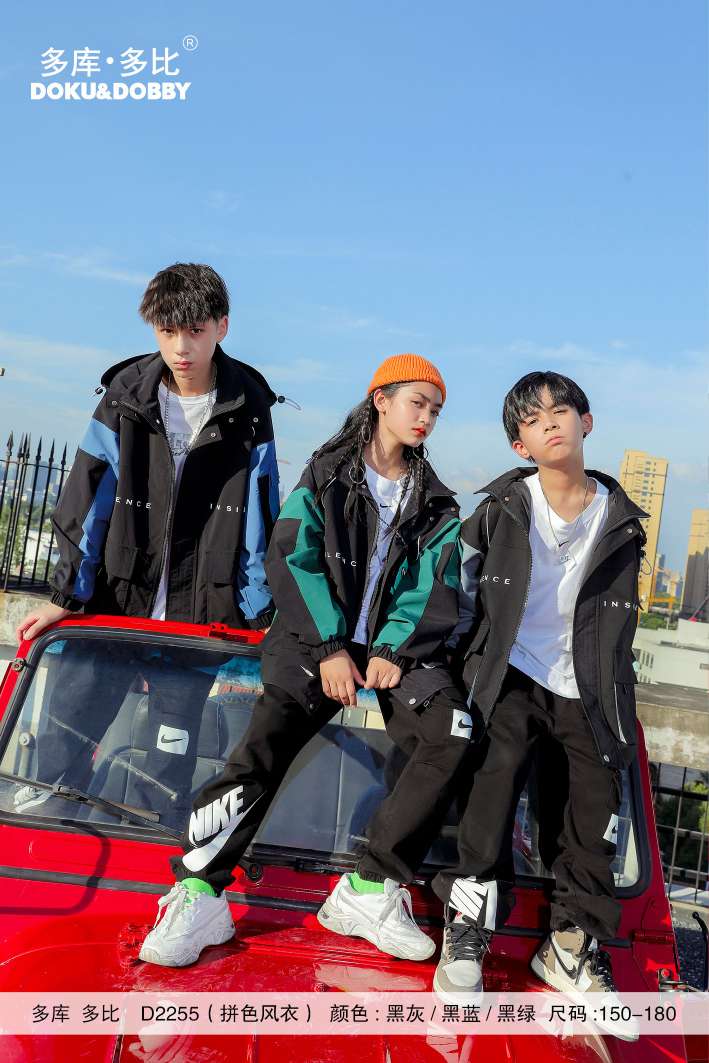 Doku Dobi's 2020 autumn new casual color-blocking windbreaker 150-180 detail image 2