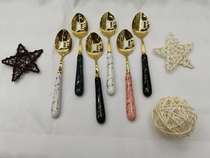 F4-s creative Lovely ceramic handle household eating spoon stainless steel spoon fruit fork chopsticks set