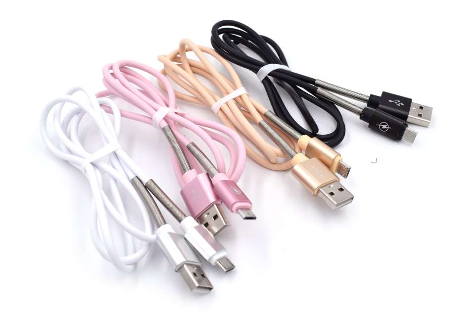 新款弹簧数据线金属软管充电线 USB充电线适用于安卓苹果type-c手机配件