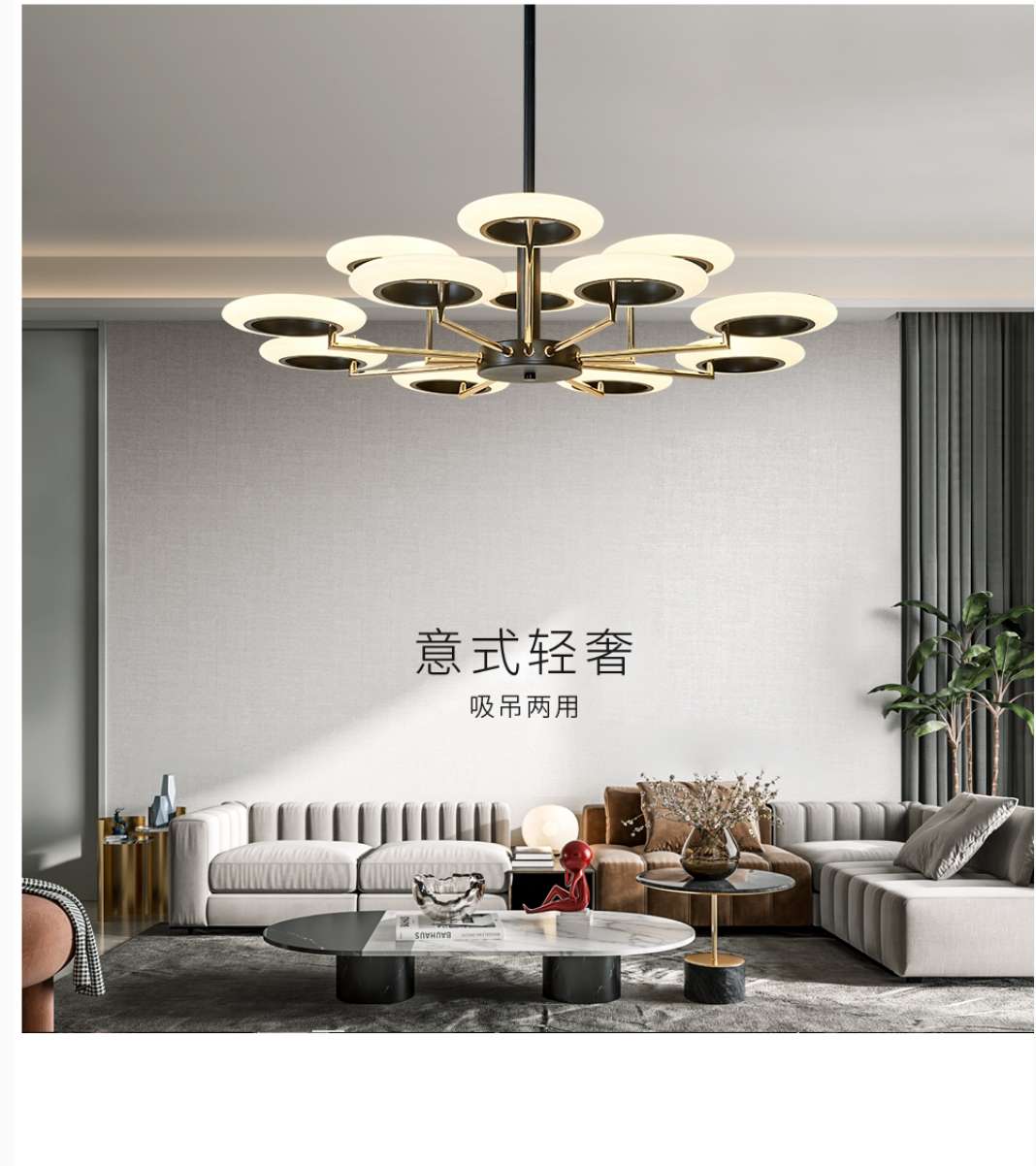 8+4 light luxury ironwork living room spray-painted frosted chandelier