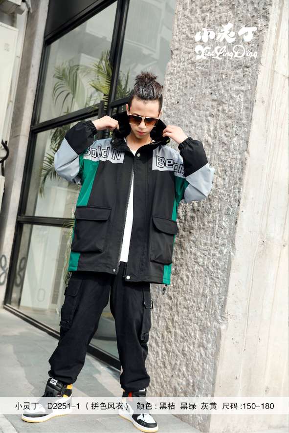 Xiaolingding's new autumn and winter color-block windbreaker 150-160-170-180 detail image 1