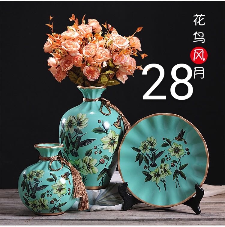 精品陶瓷花瓶三件套现代北欧美客厅玄关电视酒柜摆件装饰工艺品详情图8