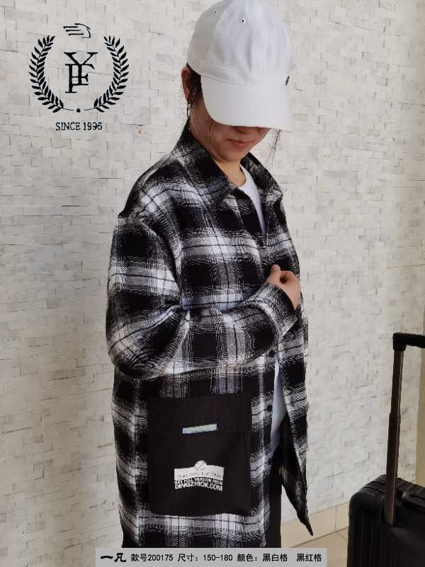 Yifan's new autumn and winter 2020 checked shirt fashion collection is now available. Red and black checks, black and white checks, sizes 150-160-170-180 detail image 6