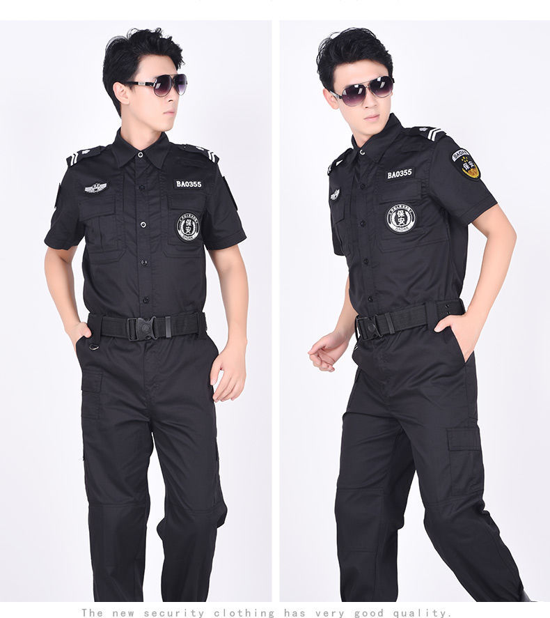 夏季黑色短袖作训服保安服物业安保服批发