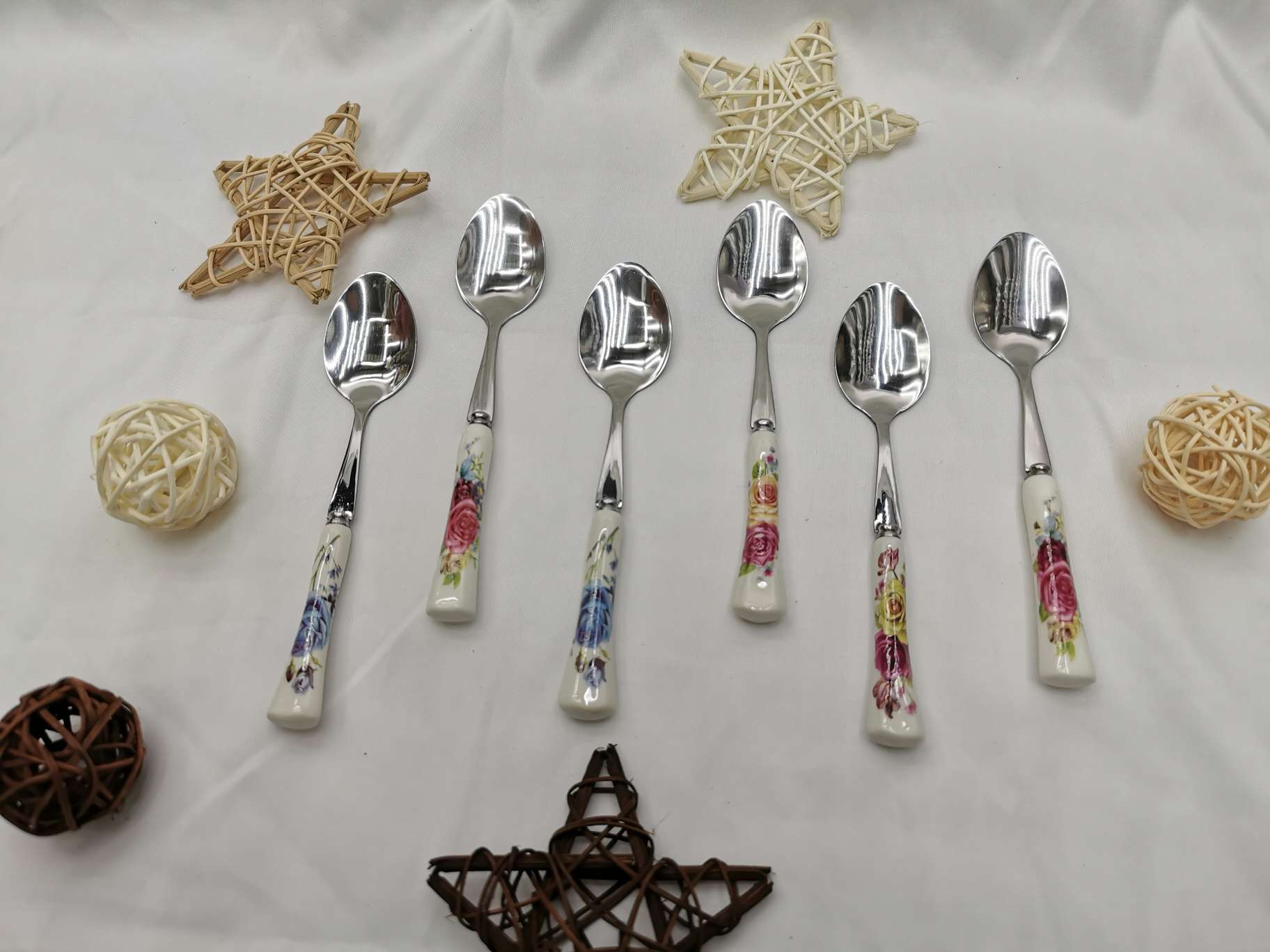 G3-ts 6-piece household tea Spoon set with lovely ceramic handle