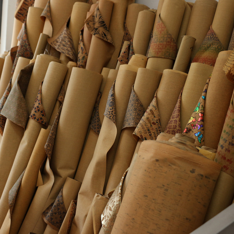 Cork leather supports custom printed wood grain oak fabric, wood grain fabric, handcrafted DIY eco-friendly leather detail image 4