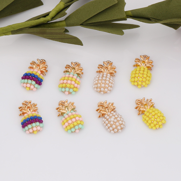 Diy accessories fruit series alloy pearl beads pineapple small pendant bracelet necklace pendant manufacturer thumbnail