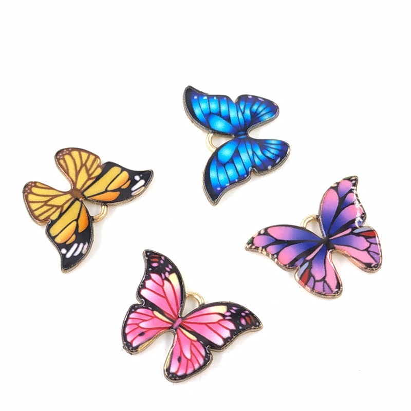 Cross-border popular European and American fashion accessories DIY colorful butterfly accessories single hanging alloy drip oil accessories thumbnail